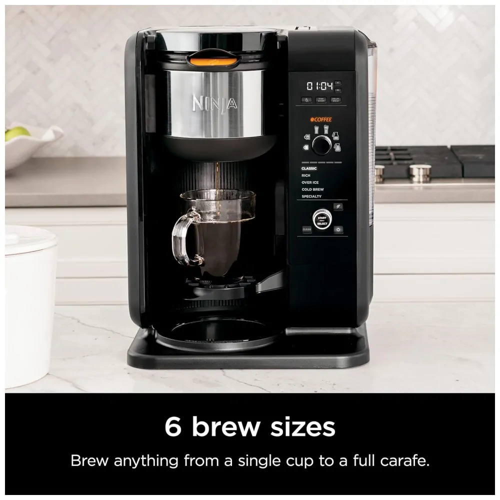 Cafeteira Eletrica, bebidas quentes ou frias, faz chá gelado, 110v, NINJA CP307, Preto
