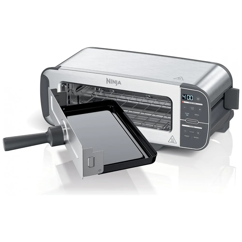 ectqnsbdys8b0b_0.jpg - Torradeira 2 em 1 ST100 com 4 Funções e Painel Digital 1500W Aço Inoxidável, 110v, NINJA, Cinza
