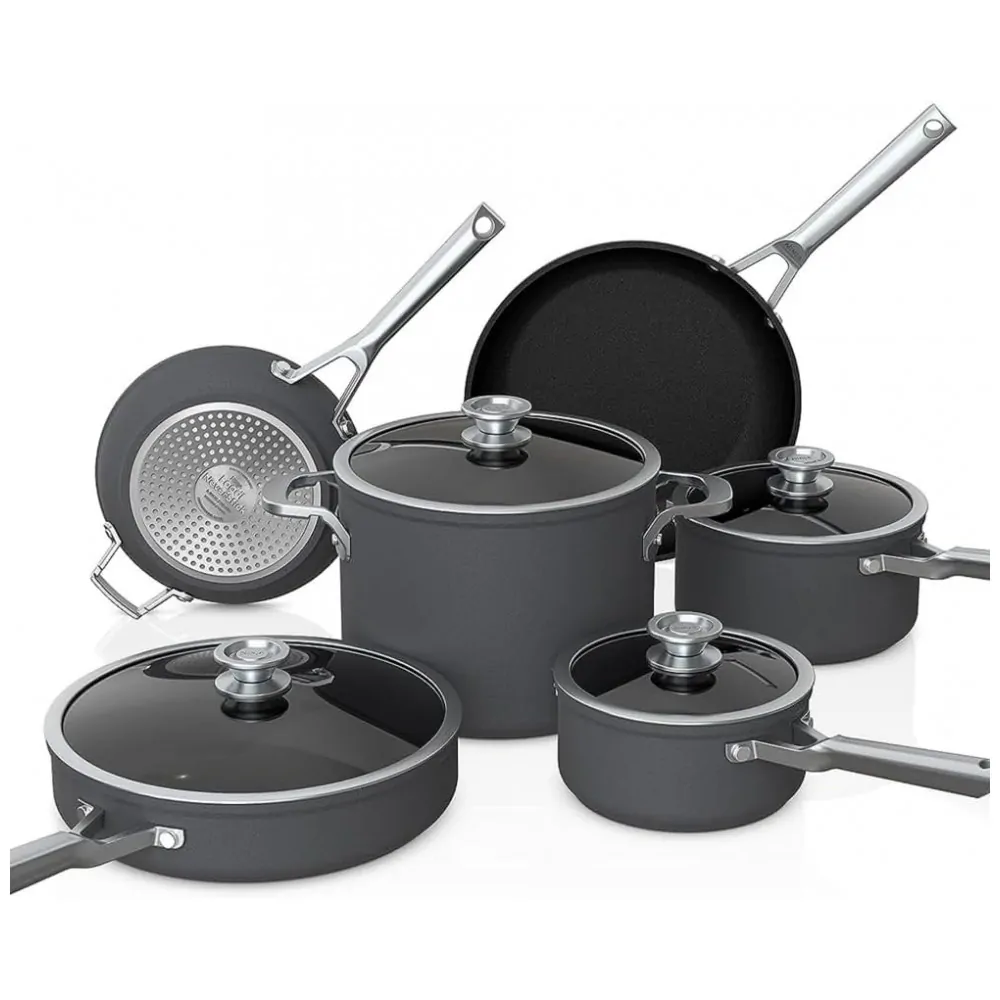 ectqrk5pt7b90b_1-9.jpg - Conjunto de Panelas e Frigideiras Antiaderentes Anodizadas com Tampas de Vidro, 10 Peças, NINJA C59500, Preto