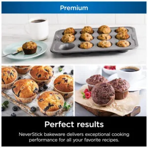 Forma para 12 Muffins Antiaderente para até 260C no Forno, Ninja B30212, Cinza