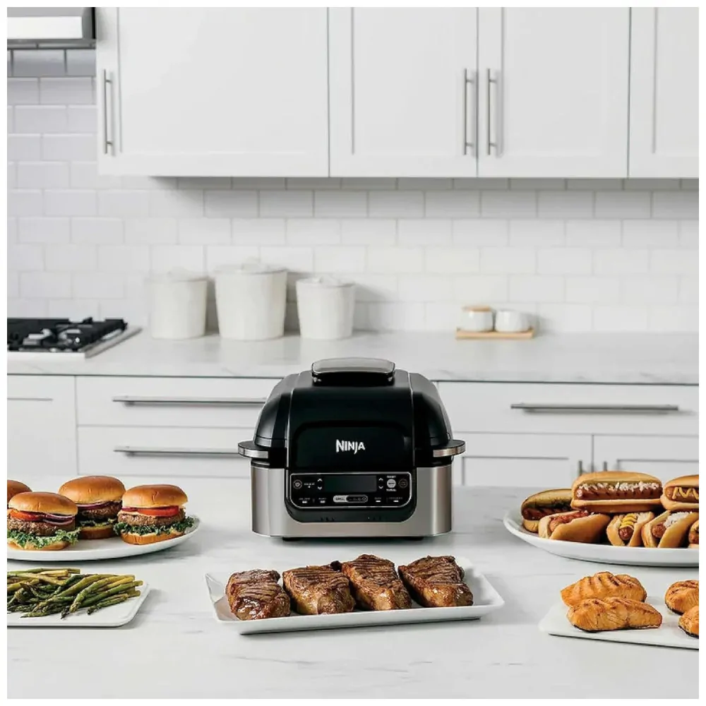 ectqg8tzxkx70b_3.jpg - Air Fryer Fritadeira Elétrica e Grill 5 em 1 Programável, 110V 1760W, NINJA Foodi AG302, Preto
