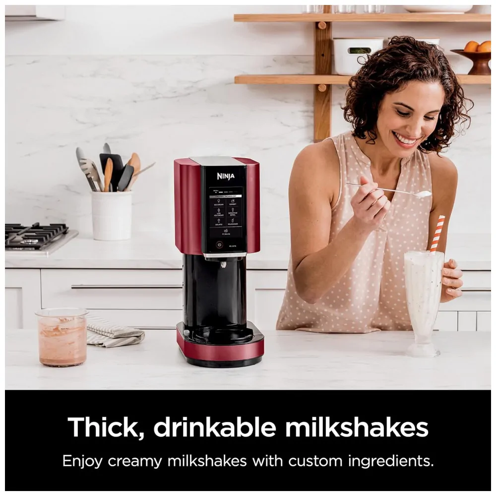 ectqlh5dcsk90b_9.jpg - Ninja NC301 CREAMi Máquina de Sorvete Automática 473 mL de Capacidade com Painel de Controle e 7 Configurações, 110V, Vermelha