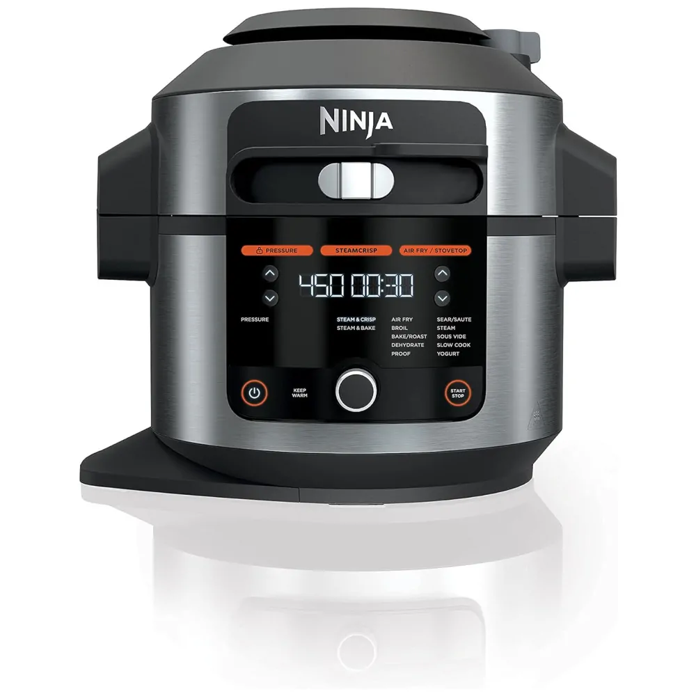 ectq8qclh5990b_0.jpg - Panela de Pressão Elétrica 14 em 1 Automática 6L com Painel de Controle Digital, 1460W, 110v, NINJA OL501, Cinza