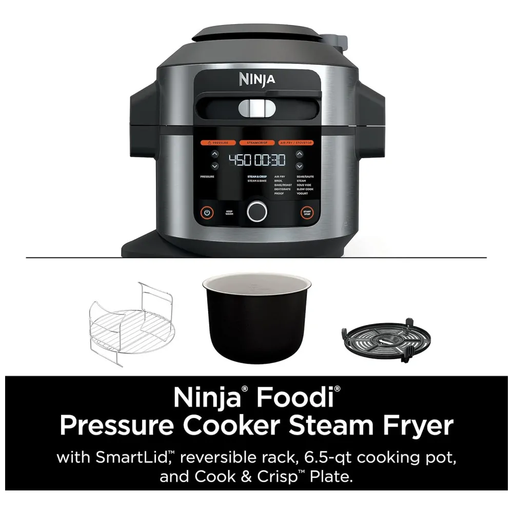 ectq8qclh5990b_10.jpg - Panela de Pressão Elétrica 14 em 1 Automática 6L com Painel de Controle Digital, 1460W, 110v, NINJA OL501, Cinza