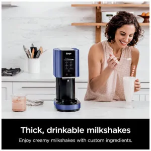 Ninja NC301 CREAMi Máquina de Sorvete Automática 473 mL de Capacidade com Painel de Controle e 7 Configurações, 110V, Azul