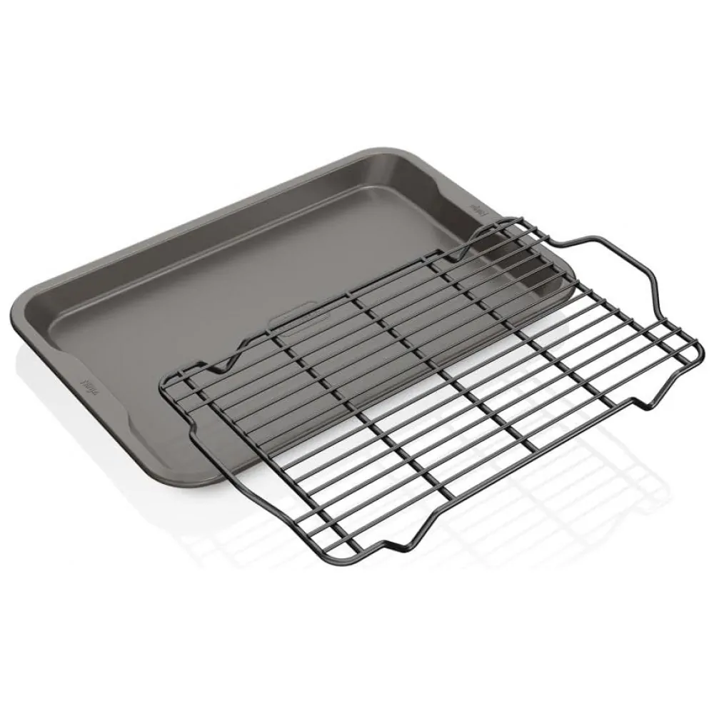 Assadeira Antiaderente 25 x com Grelha, Ninja B32102, Cinza