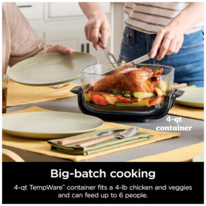 ectq6dw8dddd0b_4.jpg - Fritadeira Elétrica Air Fryer Tudo em Um com 2 Recipientes de Vidro 3.7L e 1.4L e Tampas, 110V 1500W, Ninja Crispi FN101GY, Cinza