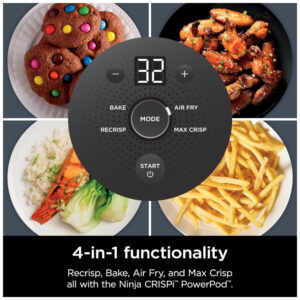 ectq6dw8dddd0b_7.jpg - Fritadeira Elétrica Air Fryer Tudo em Um com 2 Recipientes de Vidro 3.7L e 1.4L e Tampas, 110V 1500W, Ninja Crispi FN101GY, Cinza