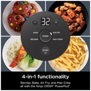 ectq6dw8dddd0b_7.jpg - Fritadeira Elétrica Air Fryer Tudo em Um com 2 Recipientes de Vidro 3.7L e 1.4L e Tampas, 110V 1500W, Ninja Crispi FN101GY, Cinza