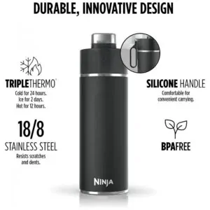 ectqctf4rbcc0b_4.jpg - Garrafa Térmica para Água 710mL em Aço Inoxidável, à Prova de Vazamentos e Aguenta Quente por Horas, Ninja DW2401BK, Preto