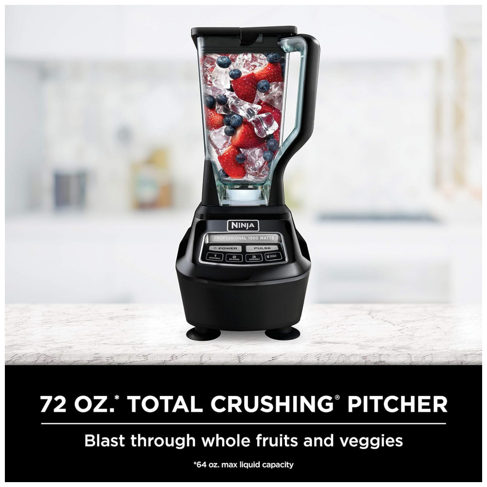 Liquidificador de Bancada 2 Litros com 4 Funções para Smoothies, Processamento, Massa, Bebidas, 1500W 110V, Ninja BL770, Preto