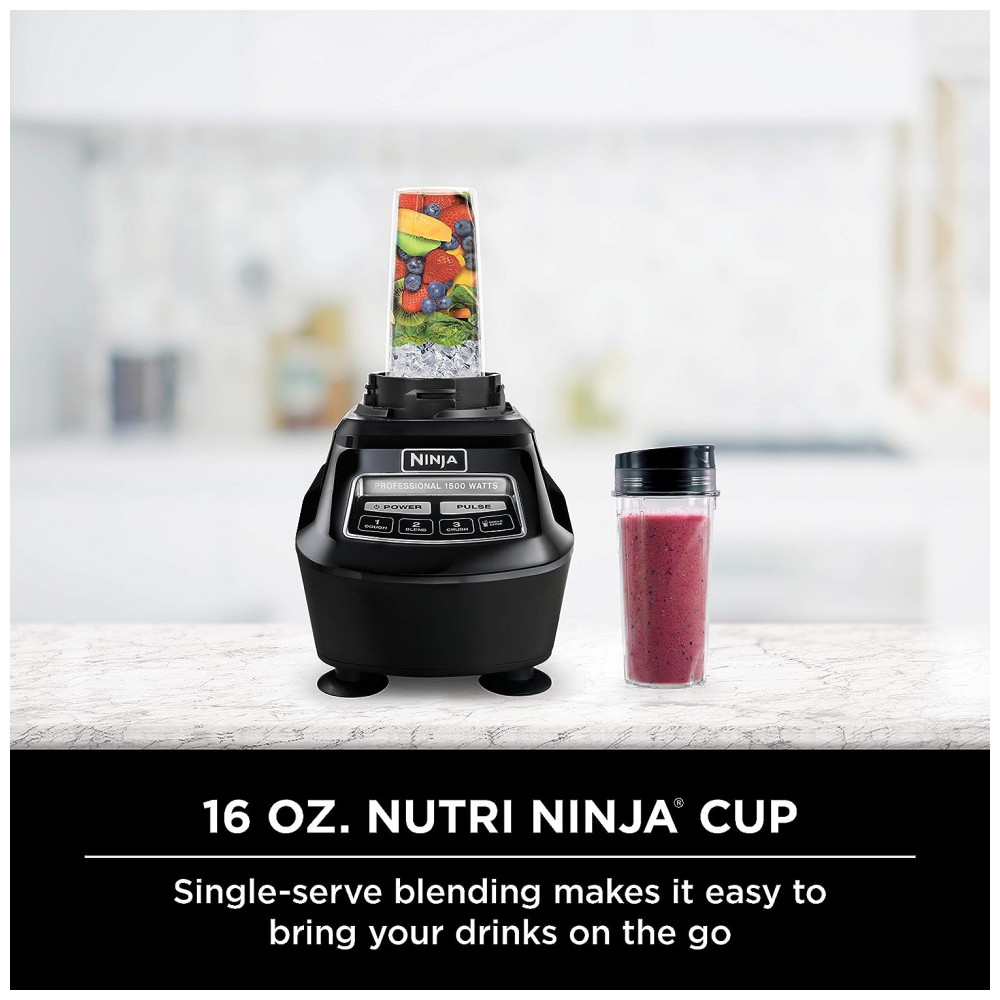 Liquidificador de Bancada 2 Litros com 4 Funções para Smoothies, Processamento, Massa, Bebidas, 1500W 110V, Ninja BL770, Preto