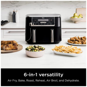 Fritadeira Elétrica AirFryer 10L de Capacidade com Temperatura Ajustável e Temporizador, 1690W, 110V, NINJA DZ550, Preto