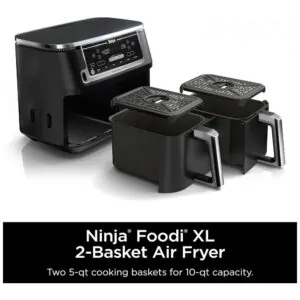 Fritadeira Elétrica AirFryer 10L de Capacidade com Temperatura Ajustável e Temporizador, 1690W, 110V, NINJA DZ550, Preto