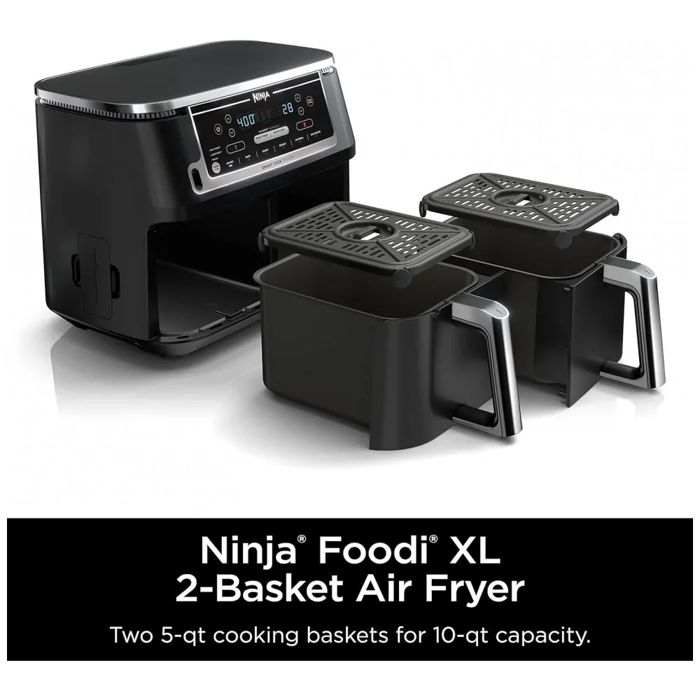 Fritadeira Elétrica AirFryer 10L de Capacidade com Temperatura Ajustável e Temporizador, 1690W, 110V, NINJA DZ550, Preto