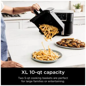 Fritadeira Elétrica AirFryer 10L de Capacidade com Temperatura Ajustável e Temporizador, 1690W, 110V, NINJA DZ550, Preto