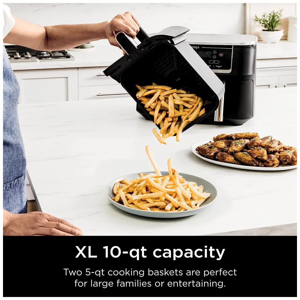 Fritadeira Elétrica AirFryer 10L de Capacidade com Temperatura Ajustável e Temporizador, 1690W, 110V, NINJA DZ550, Preto
