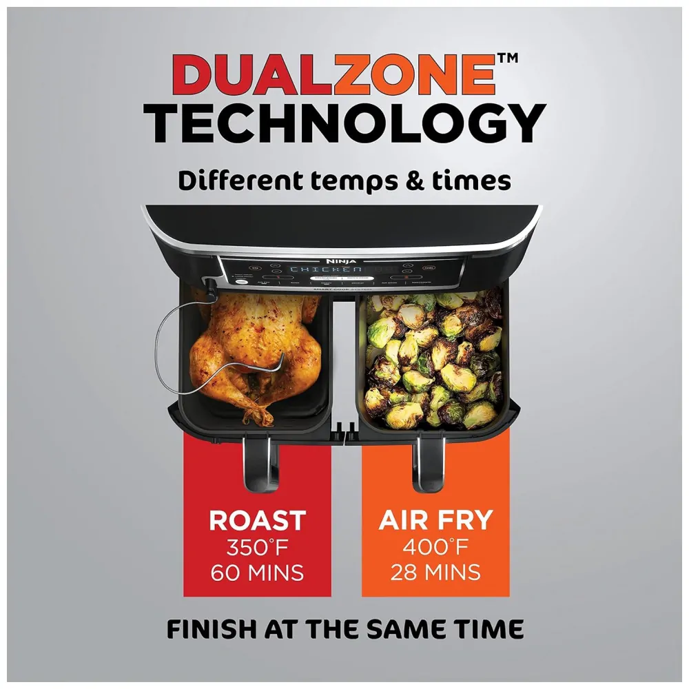 Fritadeira Elétrica AirFryer 10L de Capacidade com Temperatura Ajustável e Temporizador, 1690W, 110V, NINJA DZ550, Preto