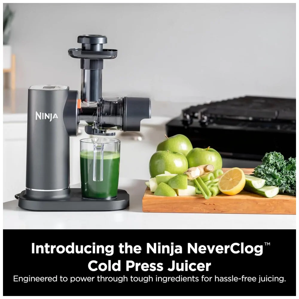 Centrifuga de Frutas em Aço Inoxidável com Controle Total de Polpa, 110V, Ninja JC151, Cinza Escuro e Preto