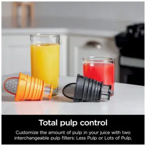Centrifuga de Frutas em Aço Inoxidável com Controle Total de Polpa, 110V, Ninja JC151, Cinza Escuro e Preto