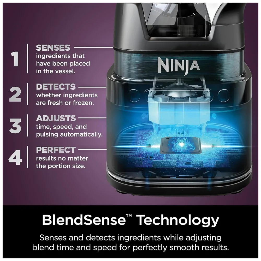 Liquidificador e Processador de Alimentos com Tecnologia BlendSense e Acessórios, 110V 1200W, Ninja TB401, Preto