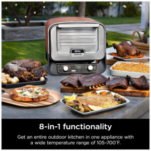 Forno Elétrico Portátil Externo para Pizza 8 em 1 de Alta Temperatura 110V 1760W, Ninja OO101 Woodfire, Vermelho