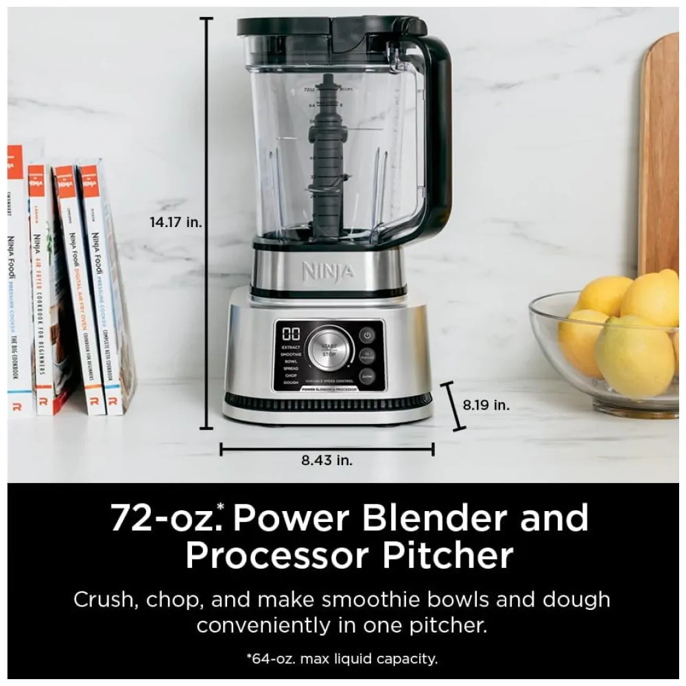 Liquidificador Ninja SS351 Sistema de Cozinha 3 em 1 SmartTorque 1400W Prata 120V