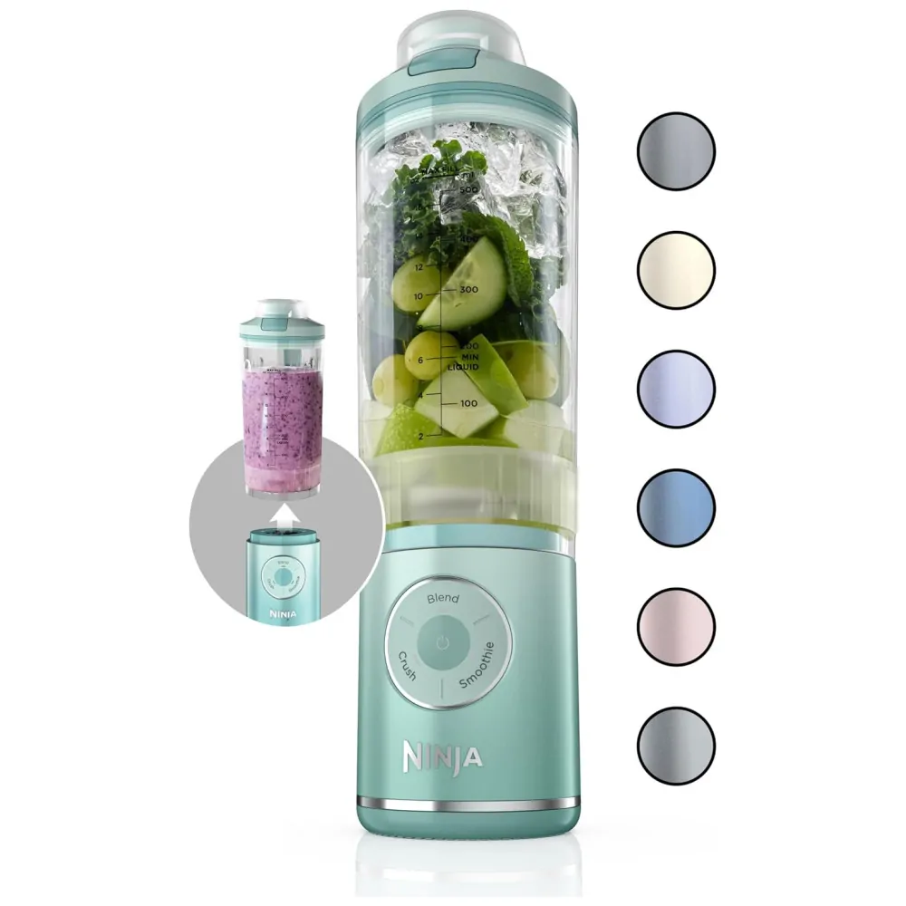 ectq8qwlx8bd0b_0-1.jpg - Liquidificador Portátil sem Fio 500mL com 3 Programas, À prova de Vazamento, 11V, Ninja Blast Max, BC251MT, Verde Marinho