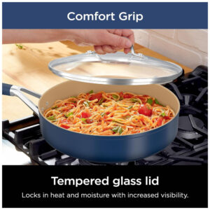 Conjunto de Panelas de Cerâmica com 11 Peças e Cabo Confortável, Ninja CW49011, Azul