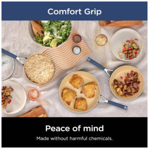 Conjunto de Panelas de Cerâmica com 11 Peças e Cabo Confortável, Ninja CW49011, Azul