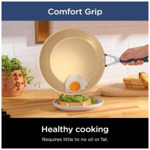 Conjunto de Panelas de Cerâmica com 11 Peças e Cabo Confortável, Ninja CW49011, Azul