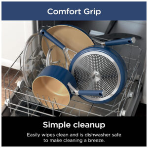 Conjunto de Panelas de Cerâmica com 11 Peças e Cabo Confortável, Ninja CW49011, Azul