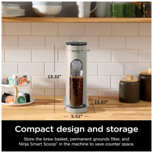 Cafeteira Programável 4 em 1 para Capsulas ou Café Moído, Frio ou Quente com Batetor de Leite, 110V Ninja PB041ST, Cinza Pedra