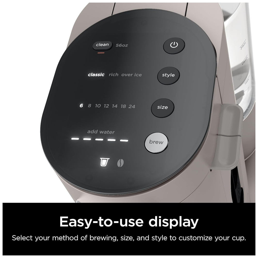 Cafeteira Programável 4 em 1 para Capsulas ou Café Moído, Frio ou Quente com Batetor de Leite, 110V Ninja PB041ST, Cinza Pedra