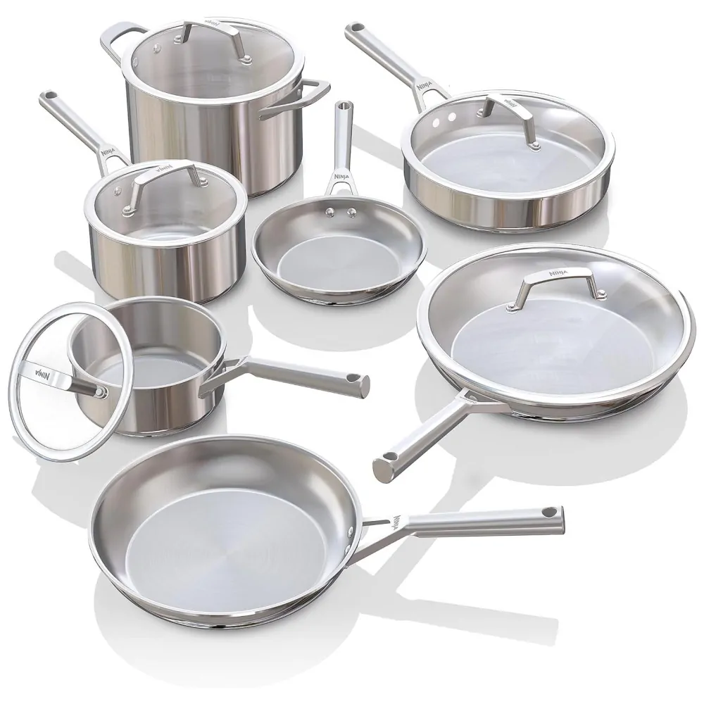 Conjunto de Panelas Ninja EverClad C99012 Aço Inox Tri Ply 12 Peças Comercial Forno 315 C