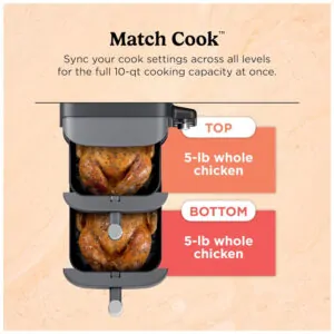 Fritadeira de Ar Air Fryer Dupla 9,3 Litros com Tecnologia DoubleStack Cozinha 4 Alimentos Simultaneamente, 110V 1690W, Ninja SL401, Cinza