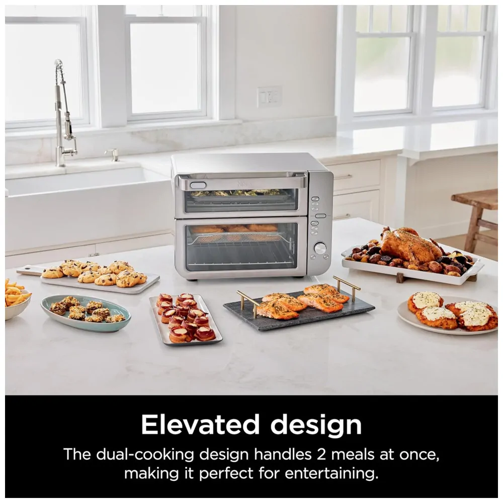 ectqz92gf6bd0b_1.jpg - Forno Elétrico Air Fryer 12 em 1 com Porta Flexível e Tecnologia DualZone, 110V 1800W, Ninja DCT601 Double Stack XL, Prata