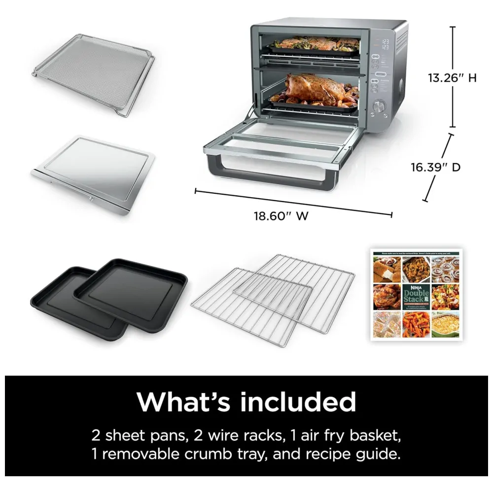 ectqz92gf6bd0b_9.jpg - Forno Elétrico Air Fryer 12 em 1 com Porta Flexível e Tecnologia DualZone, 110V 1800W, Ninja DCT601 Double Stack XL, Prata