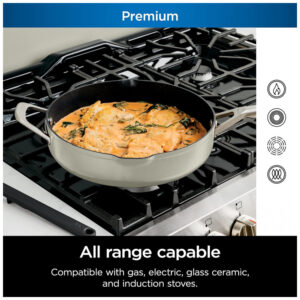 Frigideira Antiaderente 14 em 1 com Espátula e Tampa de Vidro, Ninja CW102WH, Branca Baunilha