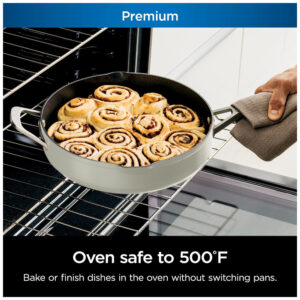 Frigideira Antiaderente 14 em 1 com Espátula e Tampa de Vidro, Ninja CW102WH, Branca Baunilha