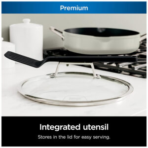 Frigideira Antiaderente 14 em 1 com Espátula e Tampa de Vidro, Ninja CW102WH, Branca Baunilha