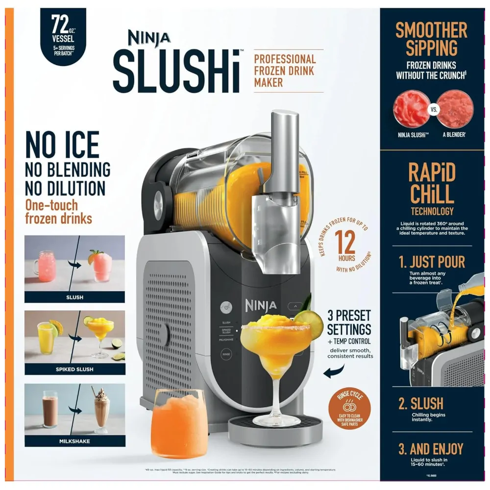 Máquina de Raspadinha Ninja, Máquina Profissional de Bebidas Congeladas, Possui 3 Configurações Pré Definidas.