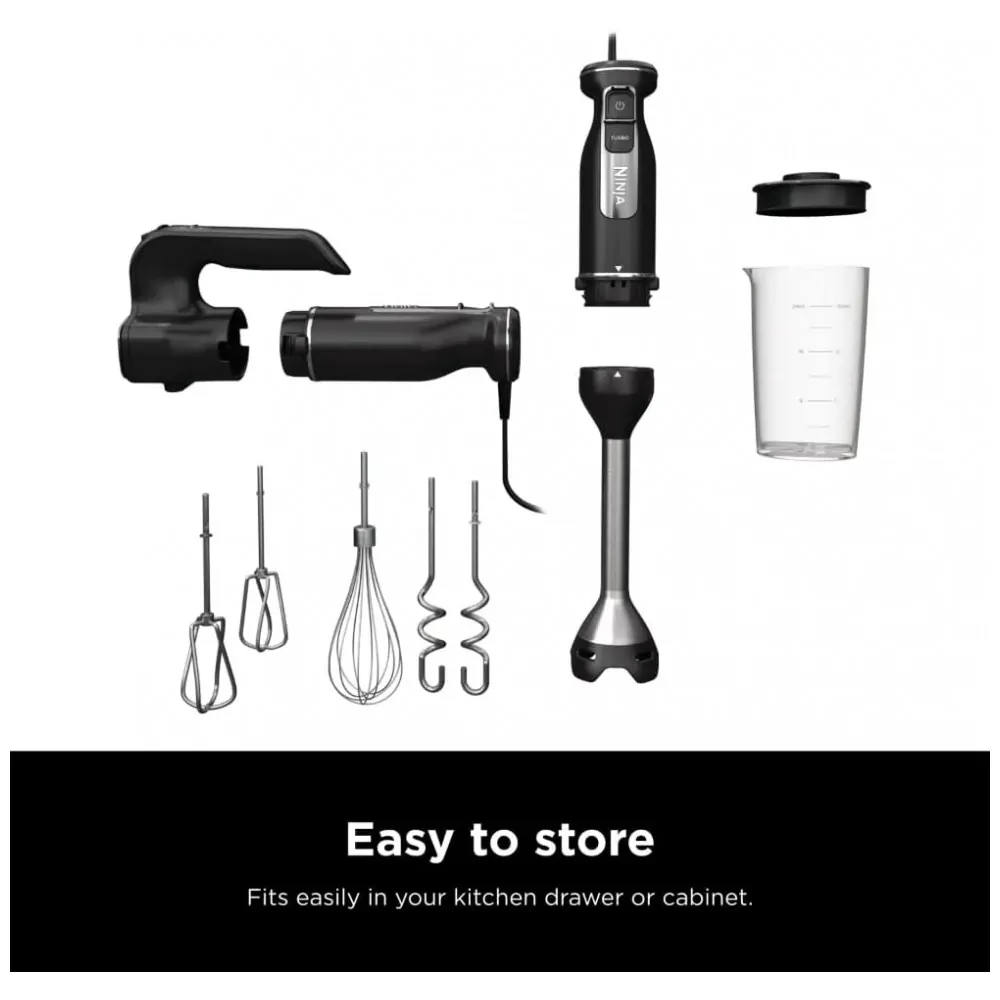 Batedeira de Mão e Mixer de Imersão com Acewssórios, Ninja CI101, 110V 750W, Preto