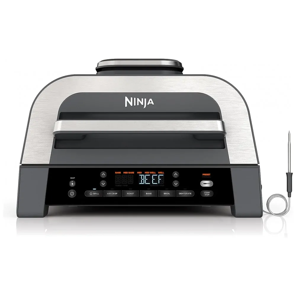 ectq7xwg5s3b0b_0.jpg - Grill Elétrico com Função AirFryer 6 em 1 e Controle Digital Inteligente, Ninja DG551, 110V 1760W, Prata