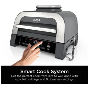 ectq7xwg5s3b0b_3.jpg - Grill Elétrico com Função AirFryer 6 em 1 e Controle Digital Inteligente, Ninja DG551, 110V 1760W, Prata
