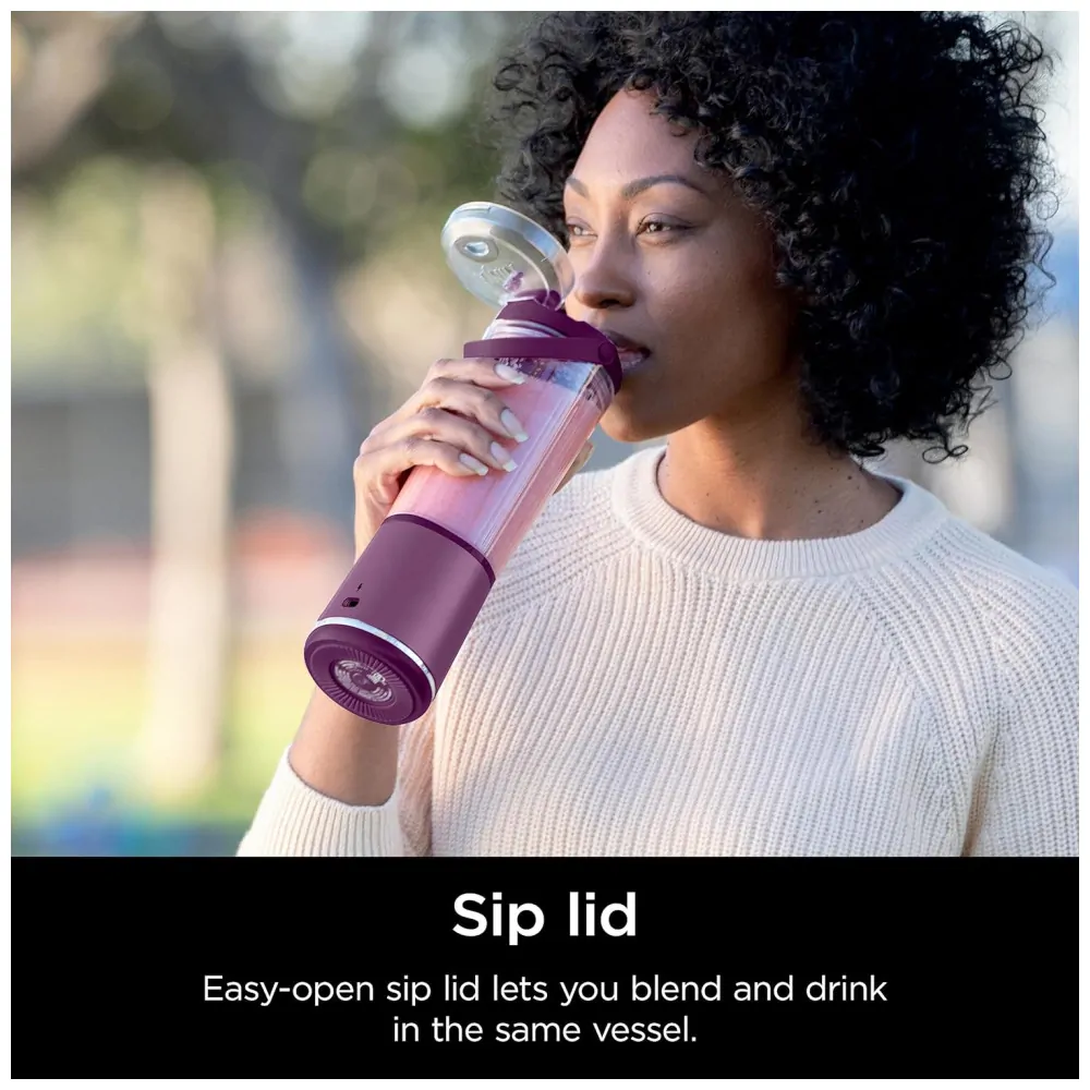 Liquidificador Portátil 530 mL para Vitaminas, Recarregável USB, 110V, Ninja BC151CR, Roxo
