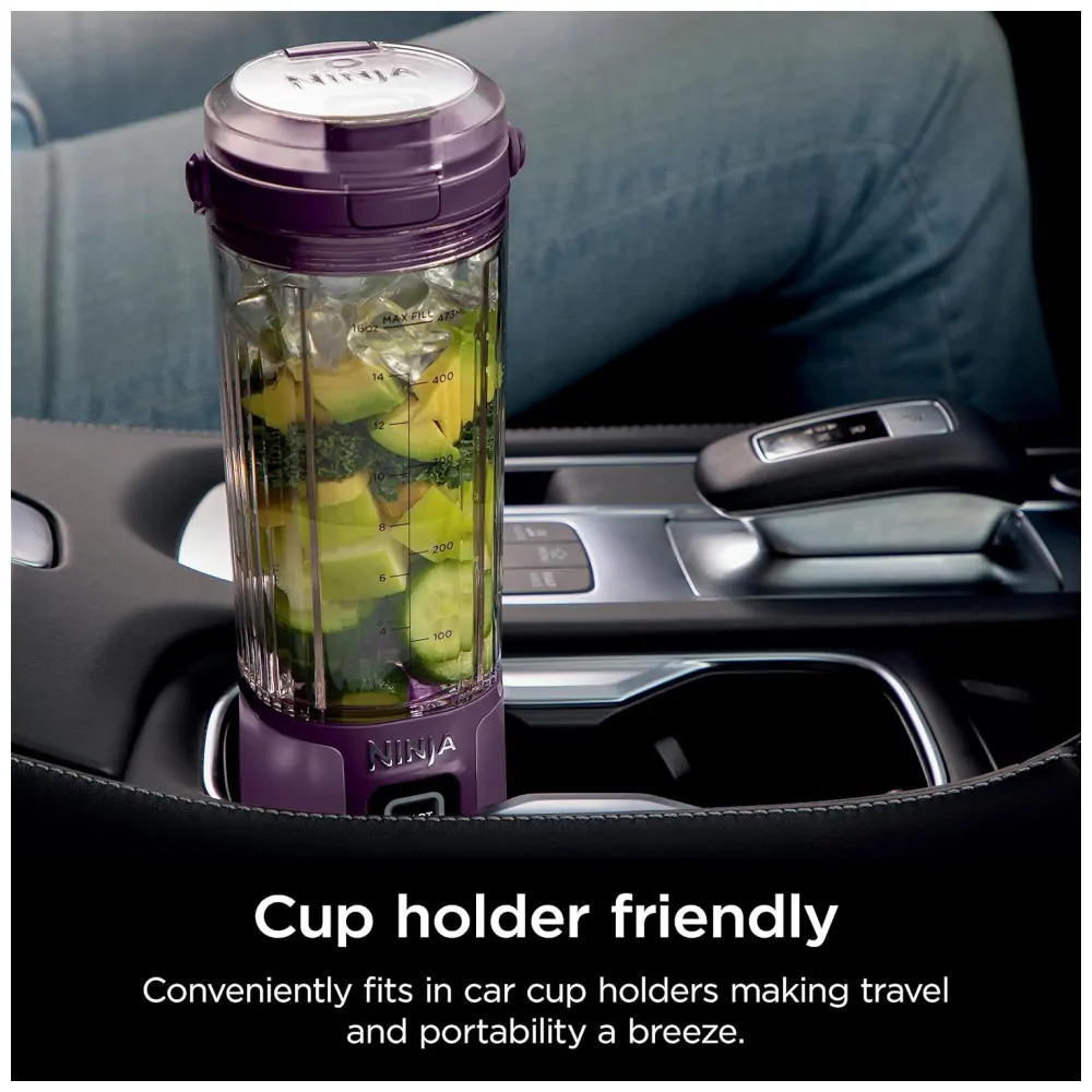 Liquidificador Portátil 530 mL para Vitaminas, Recarregável USB, 110V, Ninja BC151CR, Roxo