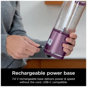 Liquidificador Portátil 530 mL para Vitaminas, Recarregável USB, 110V, Ninja BC151CR, Roxo