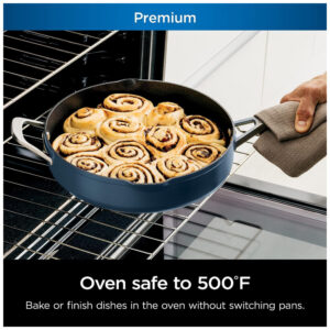 Frigideira Antiaderente 14 em 1 com Espátula e Tampa de Vidro, Ninja CW102BL, Azul