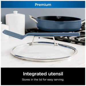 Frigideira Antiaderente 14 em 1 com Espátula e Tampa de Vidro, Ninja CW102BL, Azul